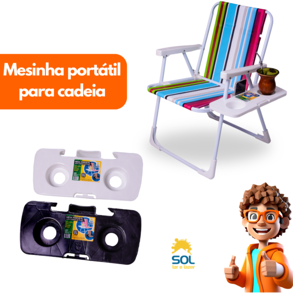 Mesa Portátil Cadeira de Praia Porta Objetos Copo Celular - Image 7