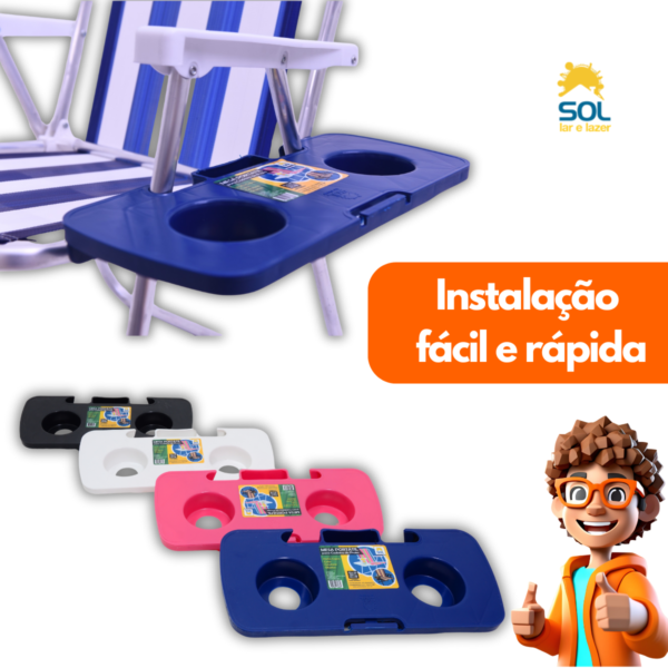 Mesa Portátil Cadeira de Praia Porta Objetos Copo Celular - Image 2