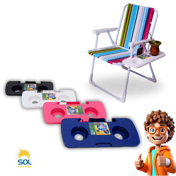 Mesa Portátil Cadeira de Praia Porta Objetos Copo Celular - Image 8