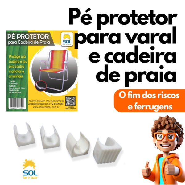 Kit Sapata Protetor de Pé para Cadeira de Praia e Varal de Chão