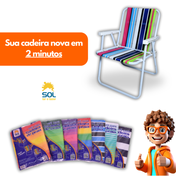 Refil de Cadeira de Praia Troca Fácil e Rápida Suporta 120kg - Image 5