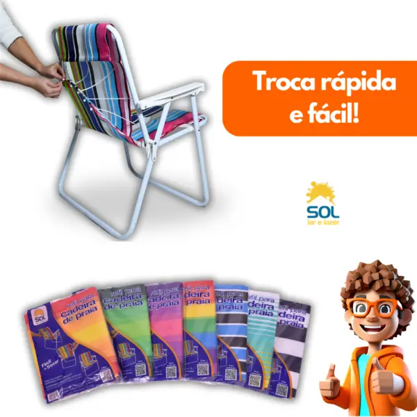 Refil de Cadeira de Praia Troca Fácil e Rápida Suporta 120kg - Image 4