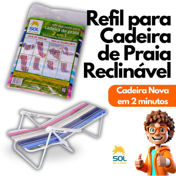 Kit Refil Cadeira de Praia Deitar Alta ou Regulável 2 em 1 - Image 2