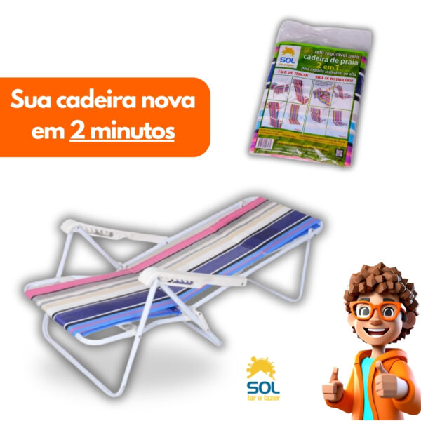 Kit Refil Cadeira de Praia Deitar Alta ou Regulável 2 em 1 - Image 7