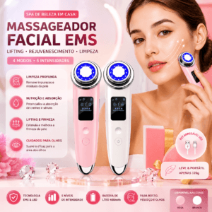 Massageador Facial EMS com Fototerapia LED e Lifting Facial - Essencial Trends