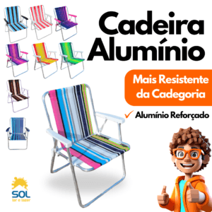 Cadeira de Praia Alta em Alumínio Resistência e Conforto para você Suporta Até 120kg Cores Variadas - Essencial Trends