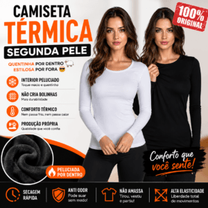 Camiseta Térmica Feminina Proteção UV Manga Longa Segunda Pele Blusa - Essencial Trends
