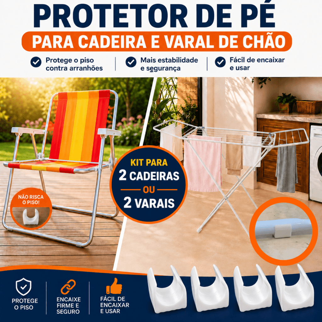 Kit 8 Sapatas para Cadeira de Praia e Varal de Chão
