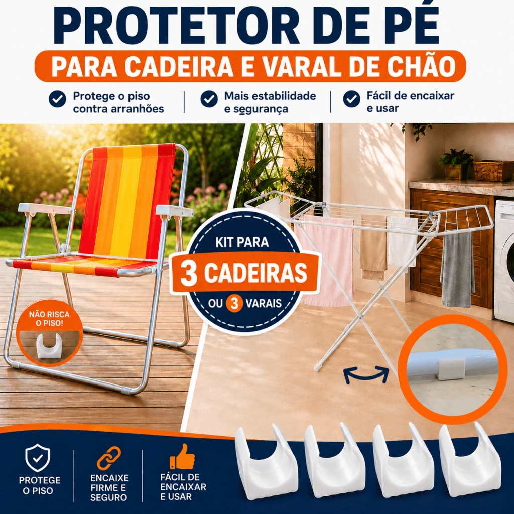 Kit 12 Sapatas para Cadeira de Praia e Varal de Chão
