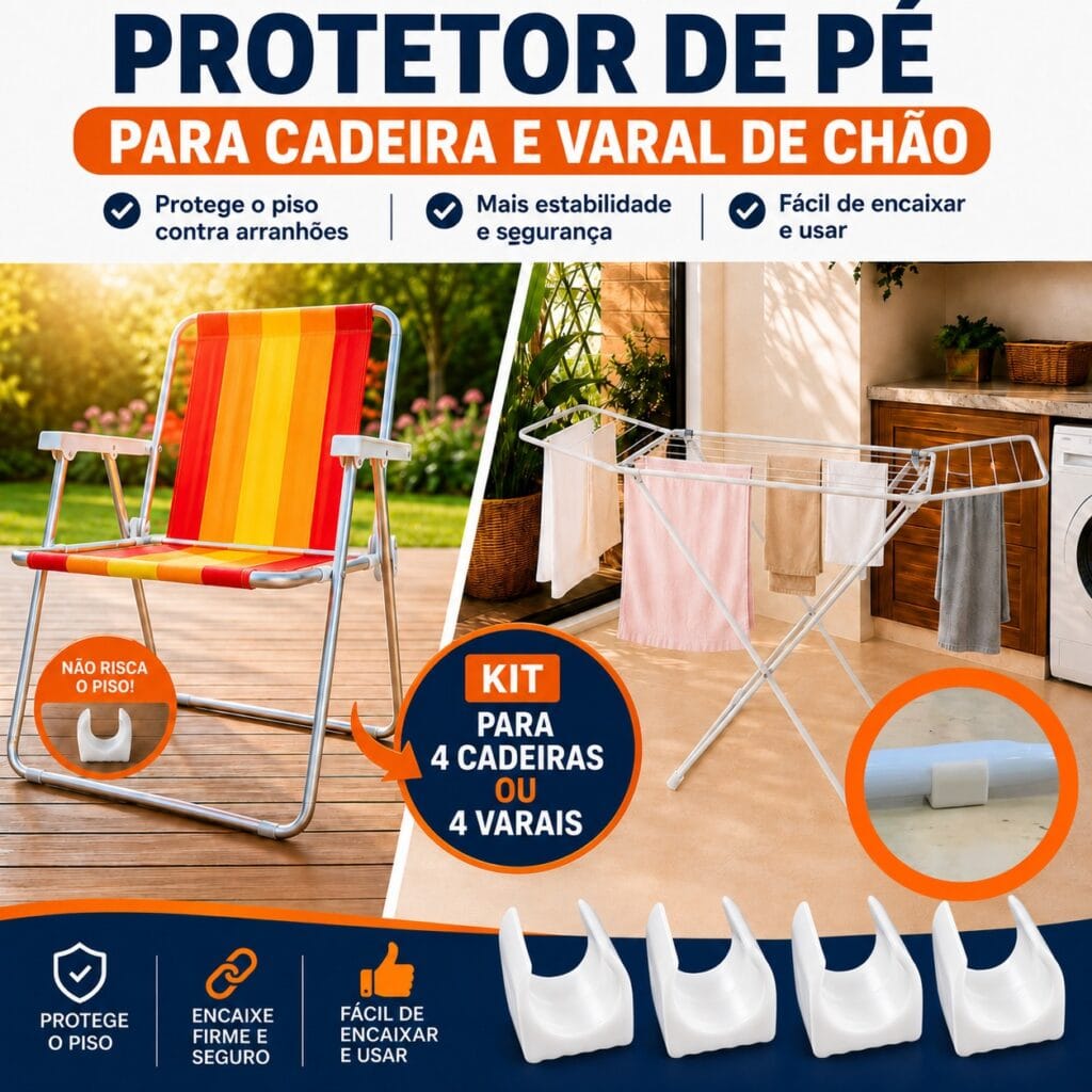 Kit 16 Sapatas para Cadeira de Praia e Varal de Chão