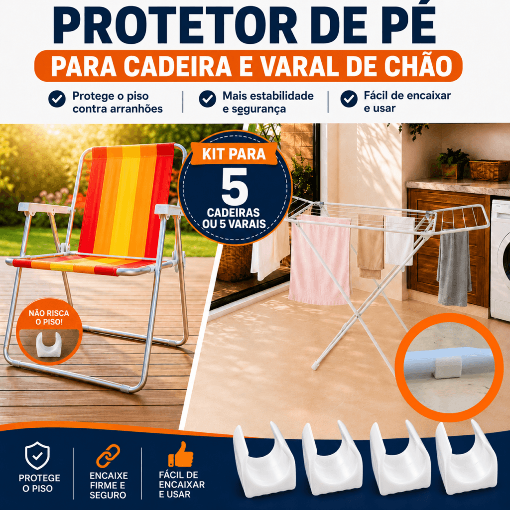 Kit 20 Sapatas para Cadeira de Praia e Varal de Chão