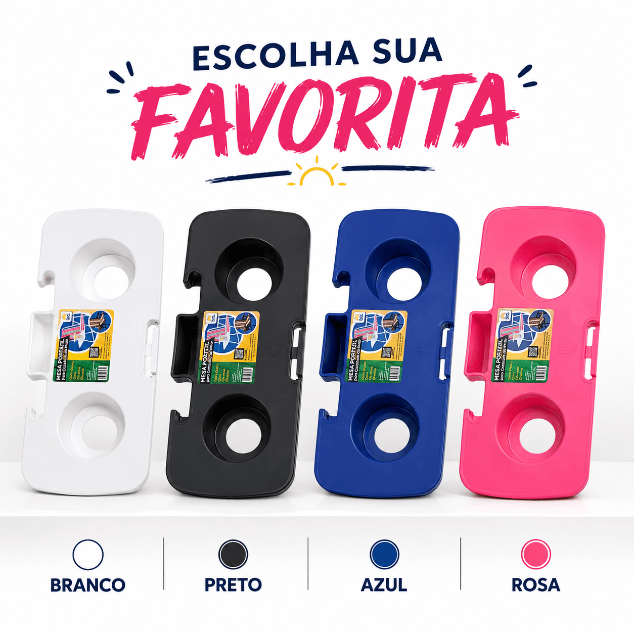 Mesa Portátil Apoio para Cadeira de Alumínio de Praia com Porta Objetos Copo Celular Cuia - Essencial Trends